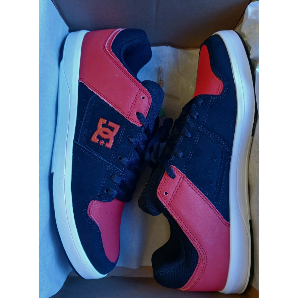 DC Shoes Cure Mens Black Red Leather Skate Sneakers ADYS400073 Size 10.5